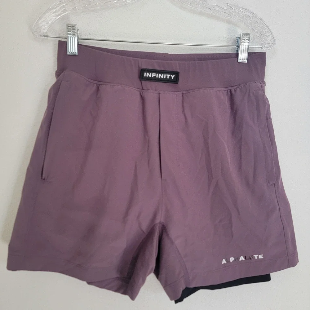 Alphalete Infinity Mens Athletic‎ Compression Short Purple Lined Medium Cycling